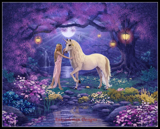 Unicorn Garden - Counted Cross Stitch Patterns Embroidery Crafts Needlework DIY Chart DMC Color
