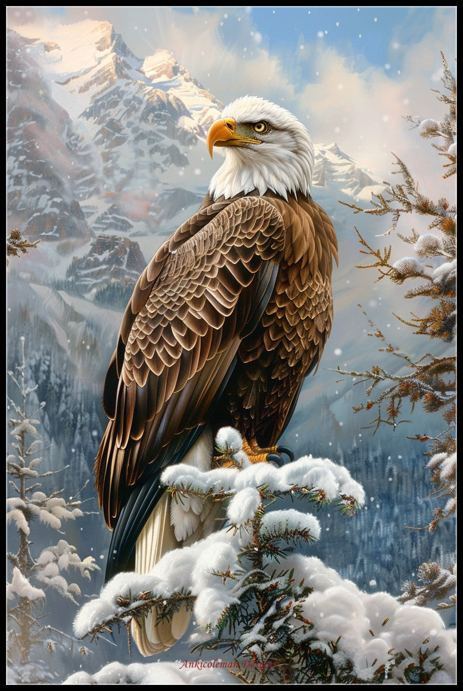 American Bald Eagle 1 - Counted Cross Stitch Patterns Embroidery Crafts Needlework DIY Chart DMC Color