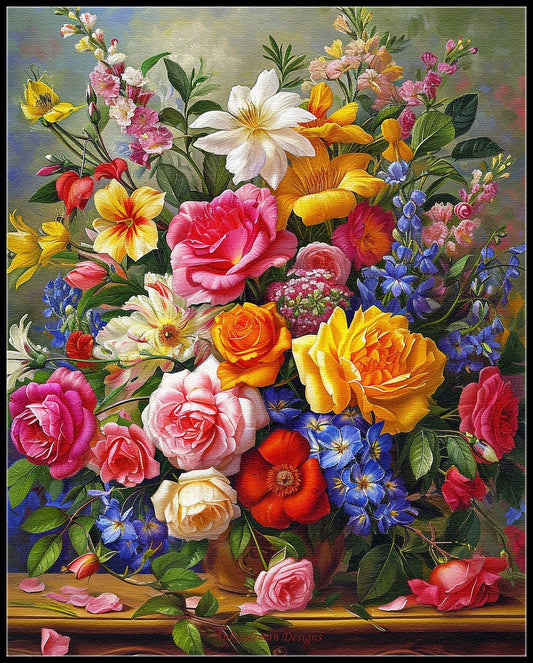 Nostalgic Blooms 2 - Counted Cross Stitch Patterns Embroidery Crafts Needlework DIY Chart DMC Color