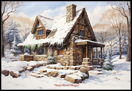 Cozy Cabin in the Snow - Counted Cross Stitch Patterns Embroidery Crafts Needlework DIY Chart DMC Color