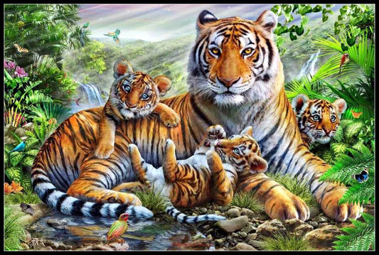 Tiger Collection 25 - Counted Cross Stitch Patterns Embroidery Crafts Needlework DIY Chart DMC Color