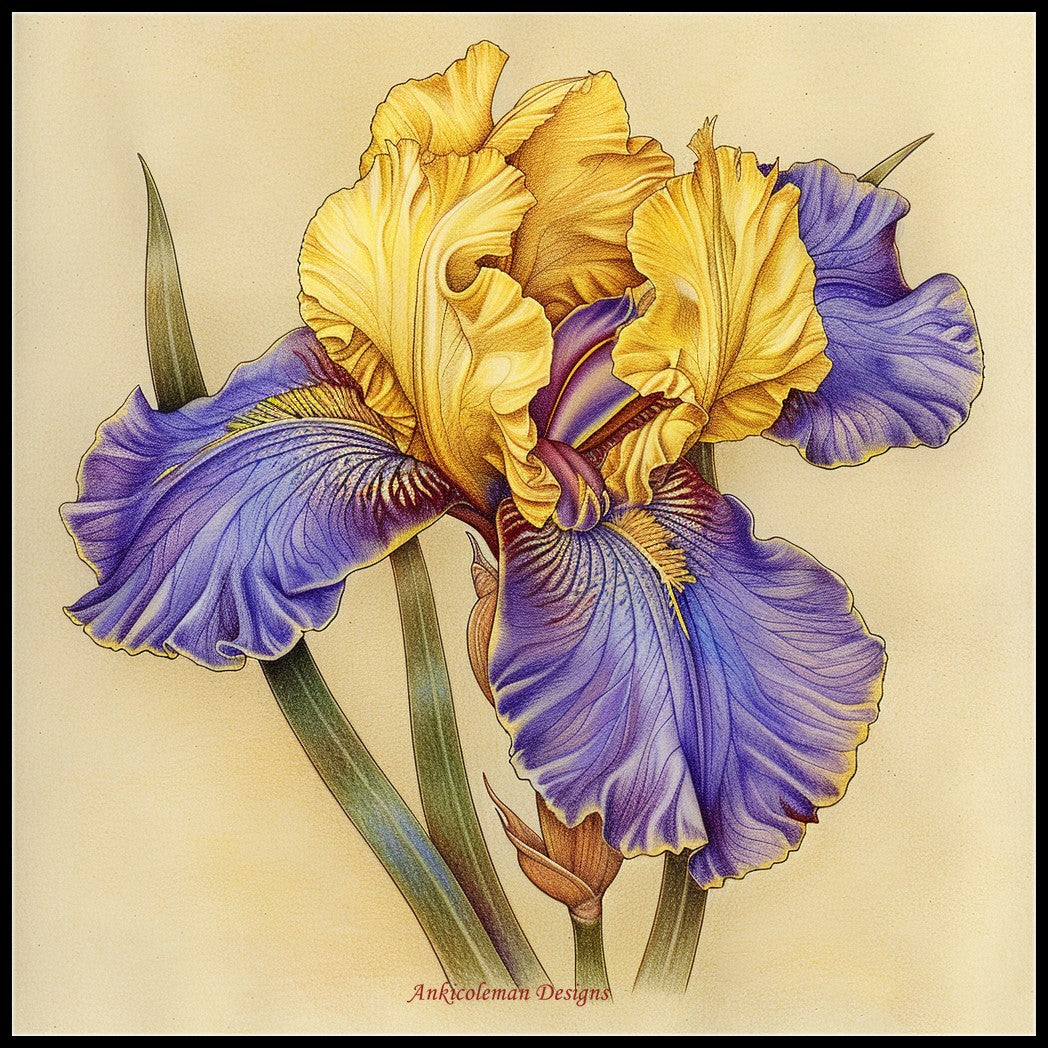 Iris of Gold 2 - Counted Cross Stitch Patterns Embroidery Crafts Needlework DIY Chart DMC Color