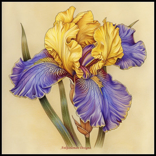 Iris of Gold 2 - Counted Cross Stitch Patterns Embroidery Crafts Needlework DIY Chart DMC Color