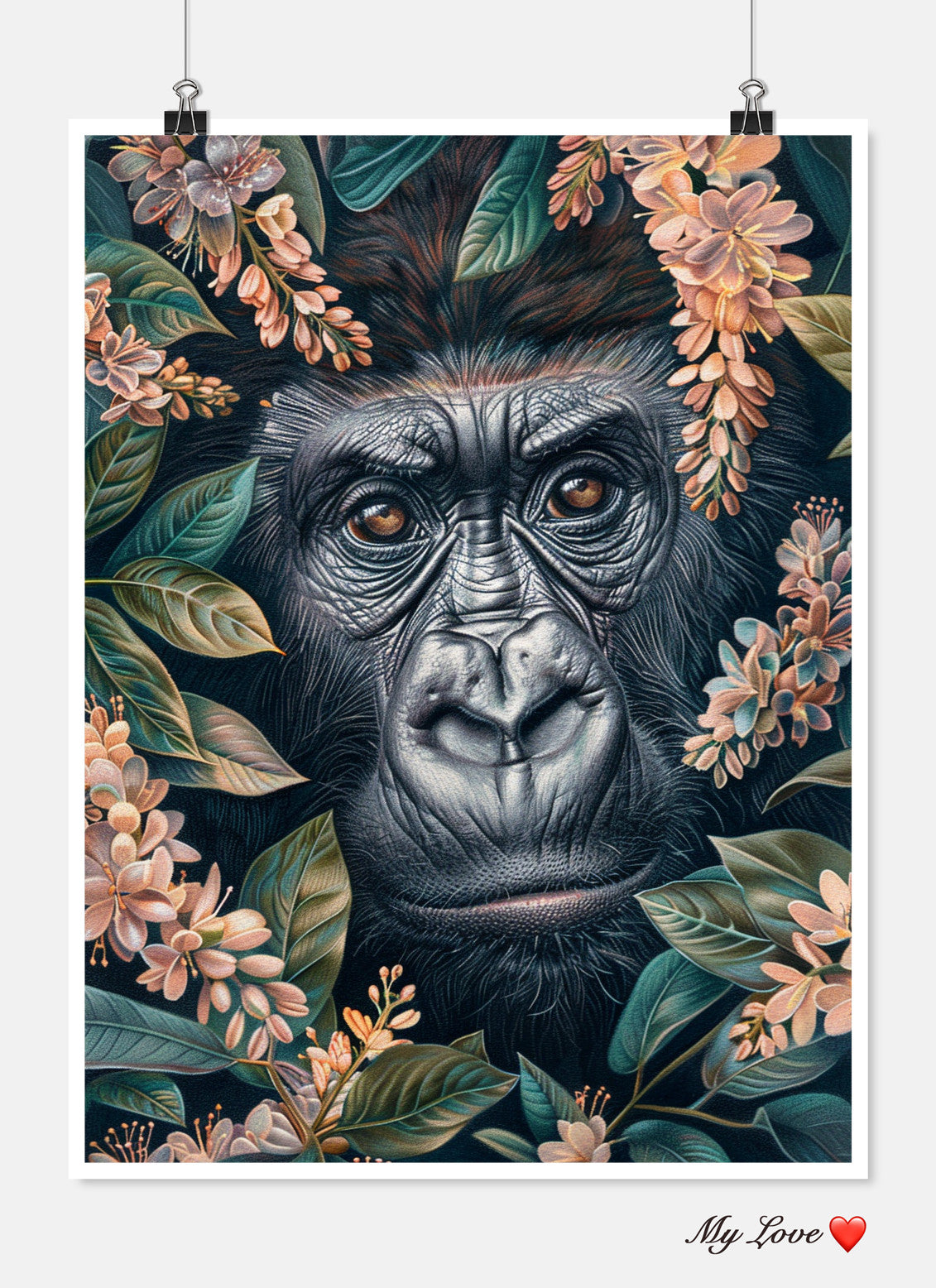 Gorilla Face Flowers - Counted Cross Stitch Patterns Embroidery Crafts Needlework DIY Chart DMC Color