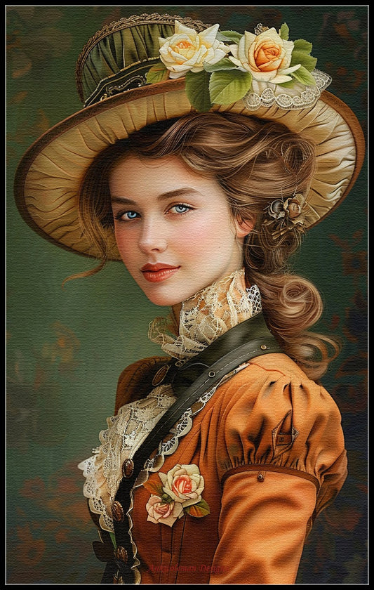 Flowered Hat Grace - Counted Cross Stitch Patterns Embroidery Crafts Needlework DIY Chart DMC Color