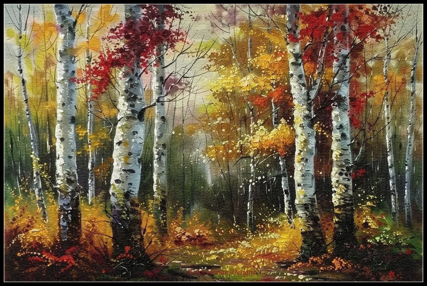 Birch Trees 2 - Counted Cross Stitch Patterns Embroidery Crafts Needlework DIY Chart DMC Color