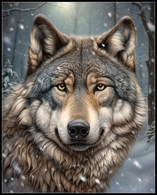 Winter Wolf 2 - Counted Cross Stitch Patterns Embroidery Crafts Needlework DIY Chart DMC Color