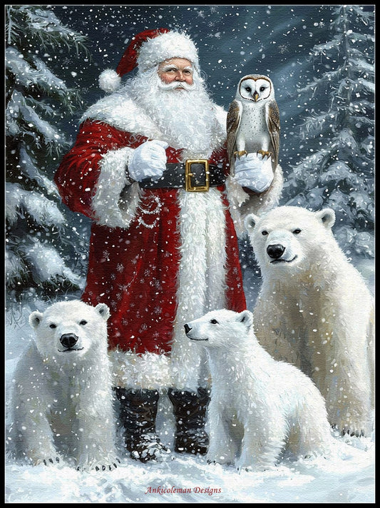 Arctic Santa Claus 17 - Counted Cross Stitch Patterns Embroidery Crafts Needlework DIY Chart DMC Color