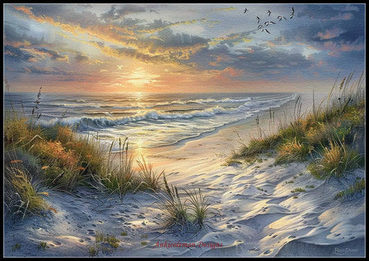 Oak Island Sunrise - Counted Cross Stitch Patterns Embroidery Crafts Needlework DIY Chart DMC Color
