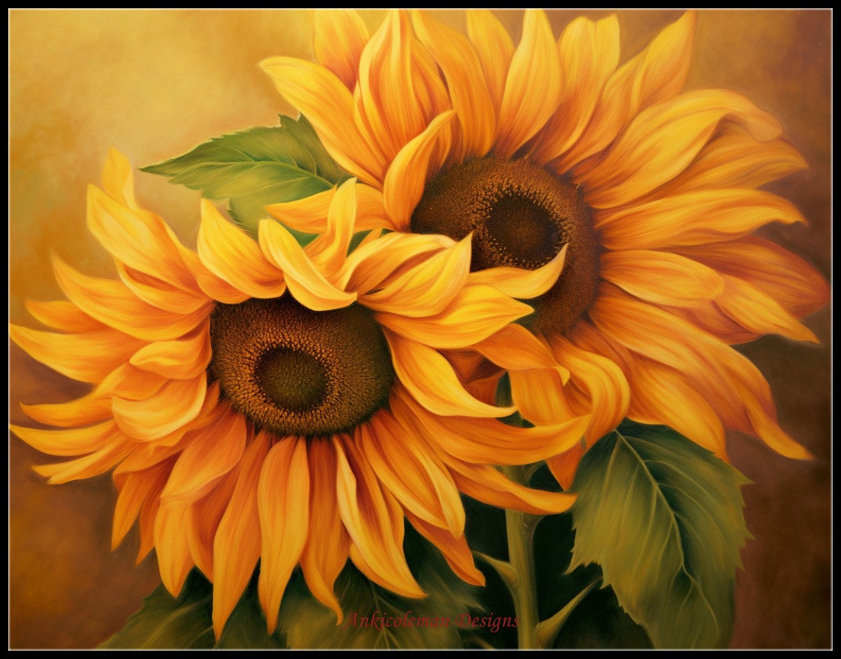 Sunflowers Bloom 2 - Counted Cross Stitch Patterns Embroidery Crafts Needlework DIY Chart DMC Color