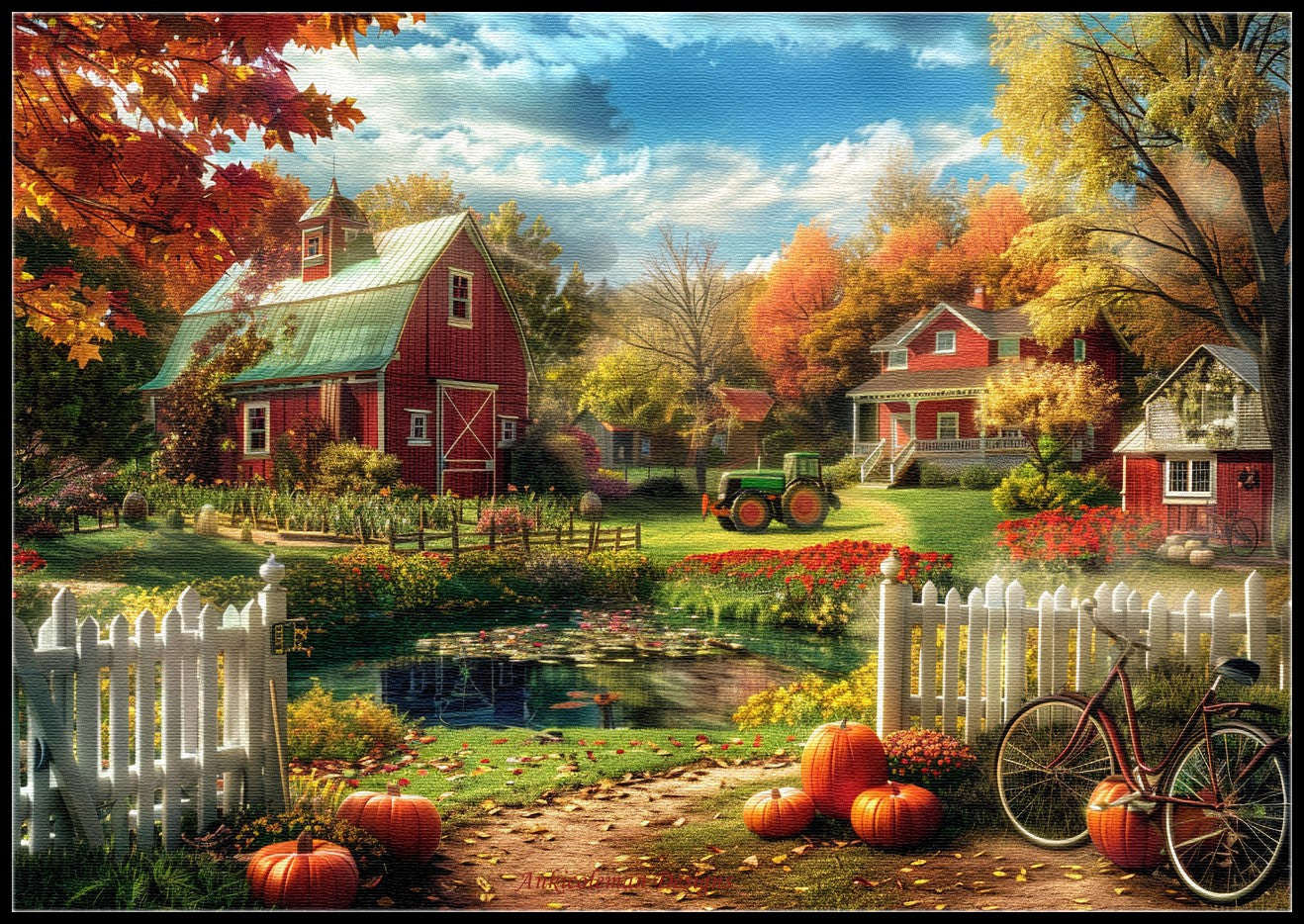 Autumn Farmhouse - Counted Cross Stitch Patterns Embroidery Crafts Needlework DIY Chart DMC Color