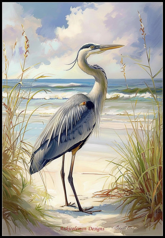 Blue Heron 3 - Counted Cross Stitch Patterns Embroidery Crafts Needlework DIY Chart DMC Color