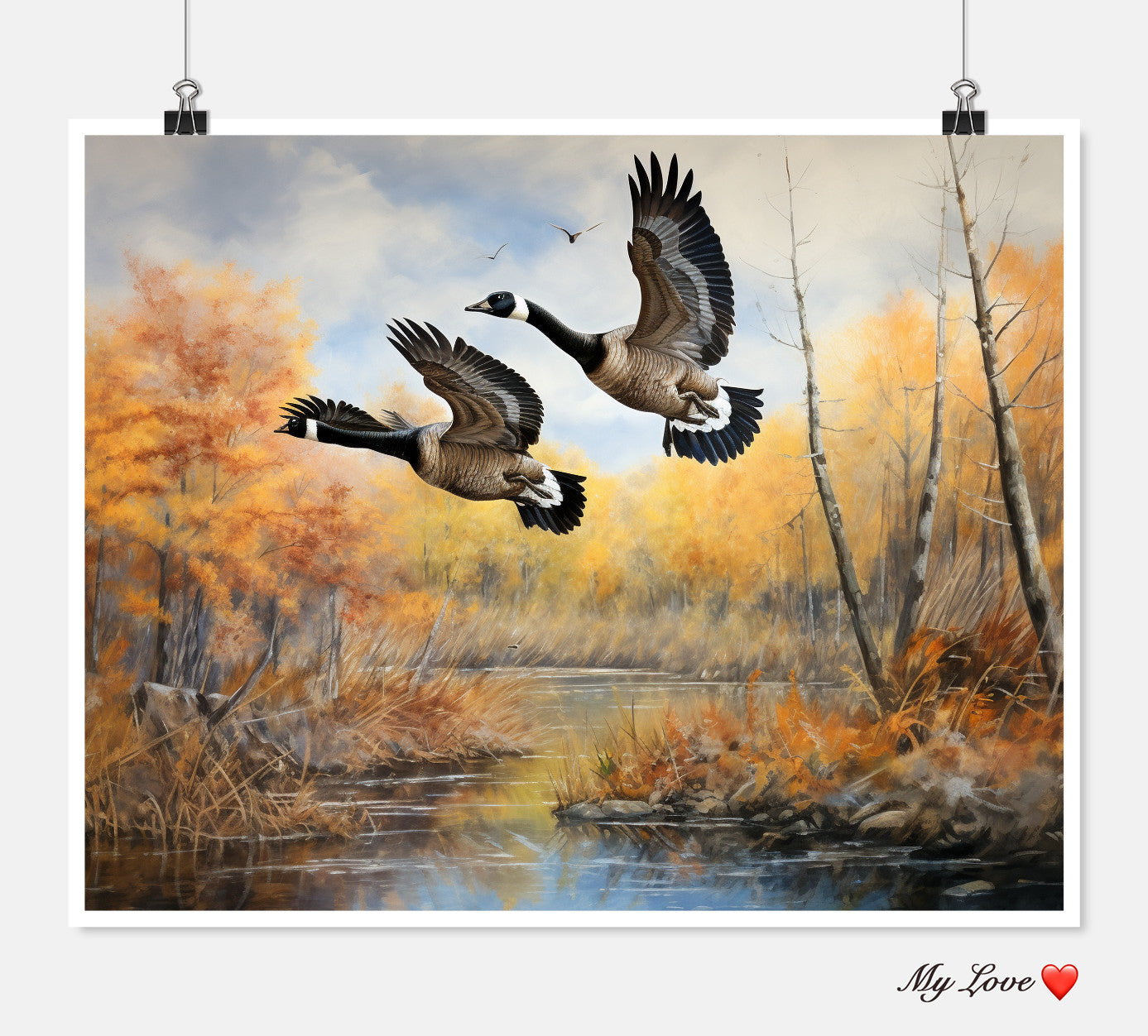 Geese Flying in Autumn - Counted Cross Stitch Patterns Embroidery Crafts Needlework DIY Chart DMC Color