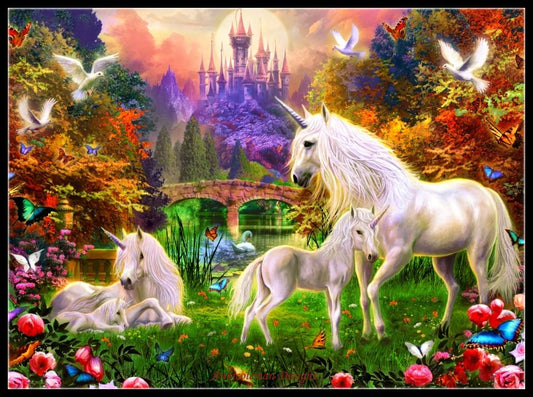Unicorns 7 - Counted Cross Stitch Patterns Embroidery Crafts Needlework DIY Chart DMC Color