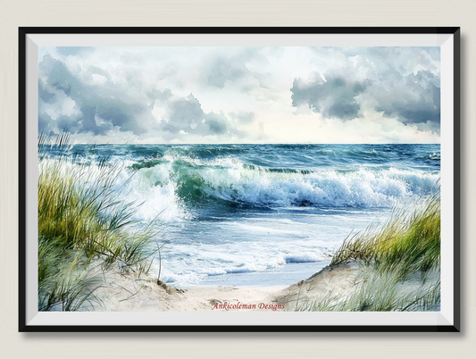 Waves crashing on the Shore - Counted Cross Stitch Patterns Embroidery Crafts Needlework DIY Chart DMC Color