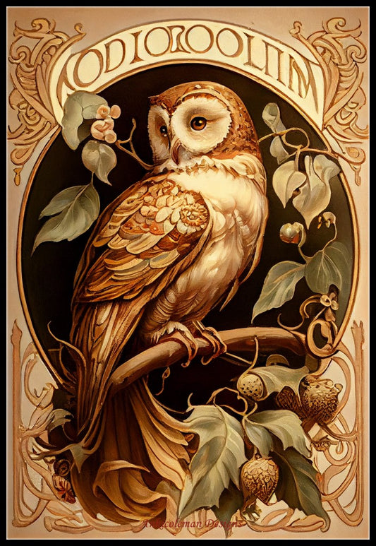 Owl Mucha Style - Counted Cross Stitch Patterns Embroidery Crafts Needlework DIY Chart DMC Color
