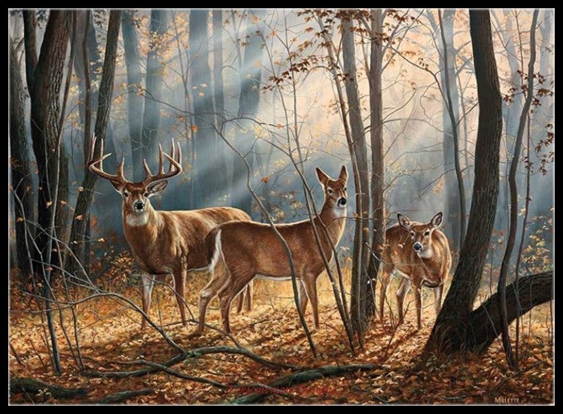 Deer Elk Moose 19 - Counted Cross Stitch Patterns Embroidery Crafts Needlework DIY Chart DMC Color