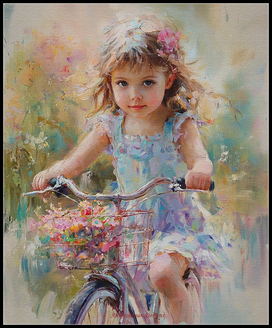 Little Cyclist 2 - Counted Cross Stitch Patterns Embroidery Crafts Needlework DIY Chart DMC Color