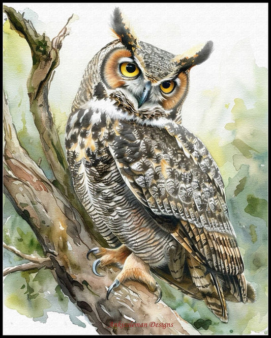 Great Horned Owl 3 - Counted Cross Stitch Patterns Embroidery Crafts Needlework DIY Chart DMC Color