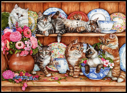 Kittens - Counted Cross Stitch Patterns Embroidery Crafts Needlework DIY Chart DMC Color