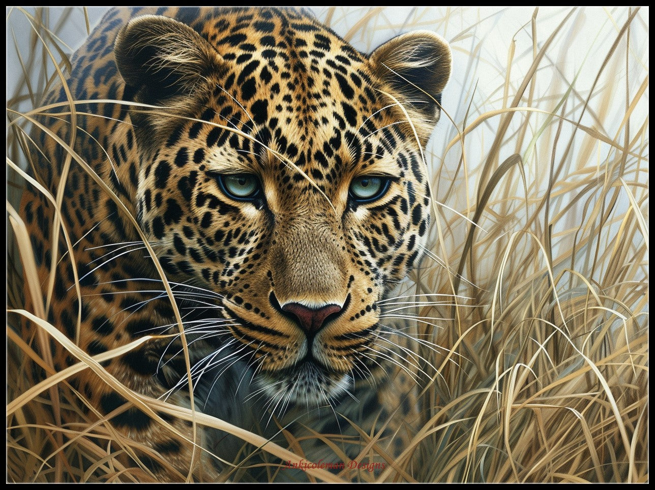 Hunting in Grass 1 - Counted Cross Stitch Patterns Embroidery Crafts Needlework DIY Chart DMC Color
