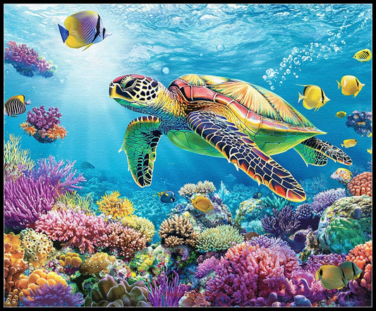 Young Green Sea Turtle - Counted Cross Stitch Patterns Embroidery Crafts Needlework DIY Chart DMC Color