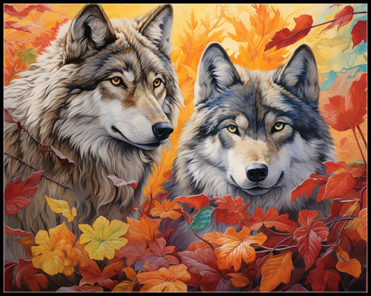 Two Gray Wolves 1 - Counted Cross Stitch Patterns Embroidery Crafts Needlework DIY Chart DMC Color