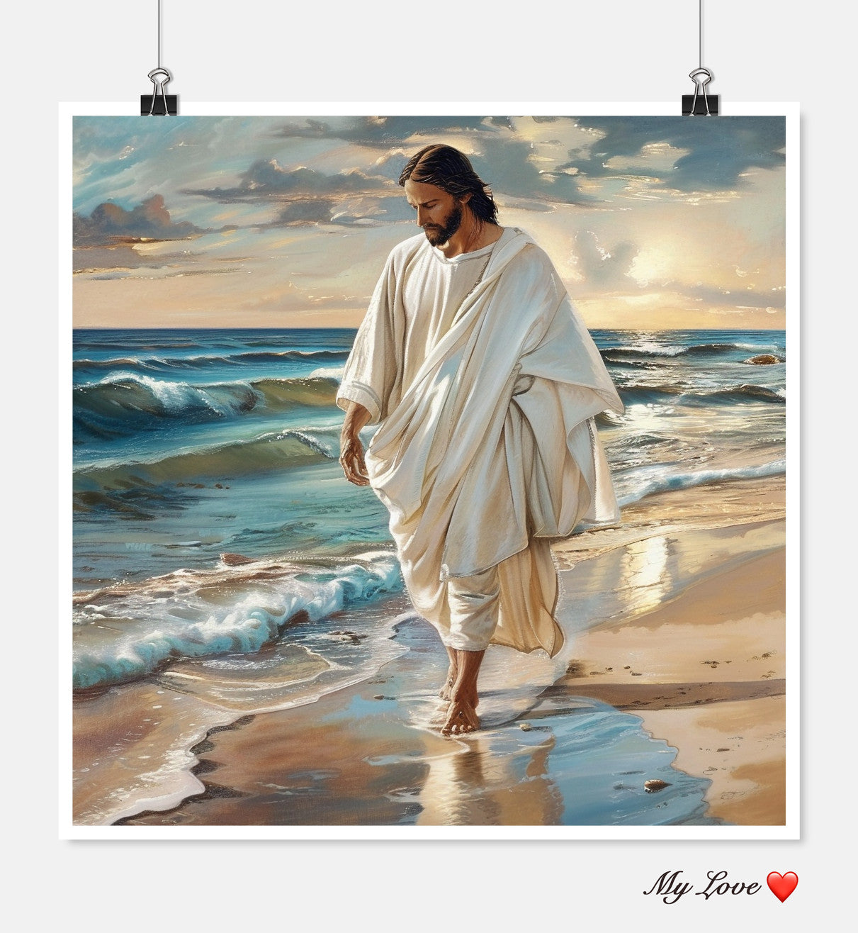 Jesus Walking on the Beach - Counted Cross Stitch Patterns Embroidery Crafts Needlework DIY Chart DMC Color