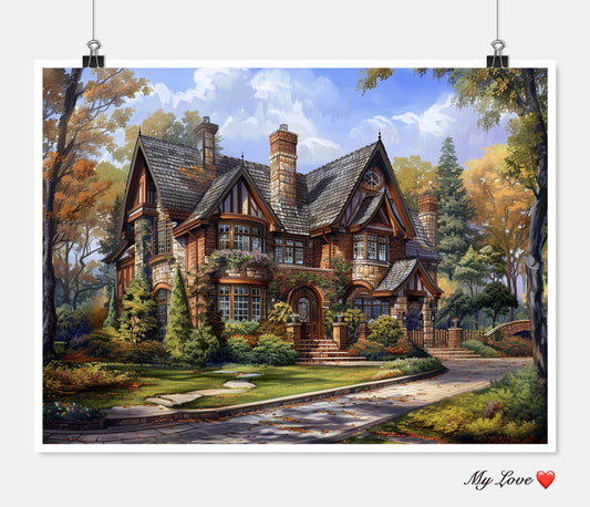 Country Residence - Counted Cross Stitch Patterns Embroidery Crafts Needlework DIY Chart DMC Color