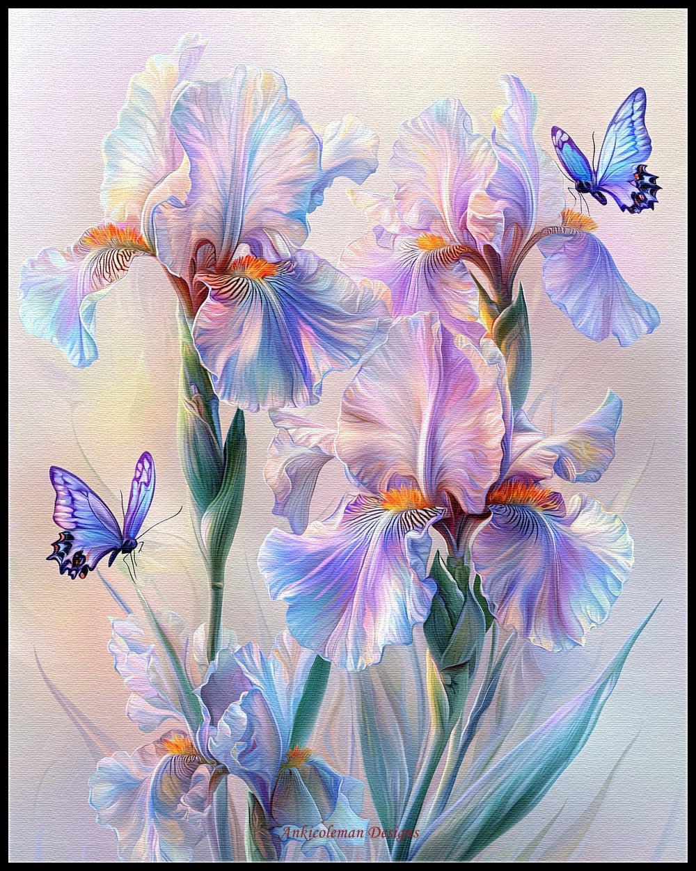 Ethereal Irises 2 - Counted Cross Stitch Patterns Embroidery Crafts Needlework DIY Chart DMC Color