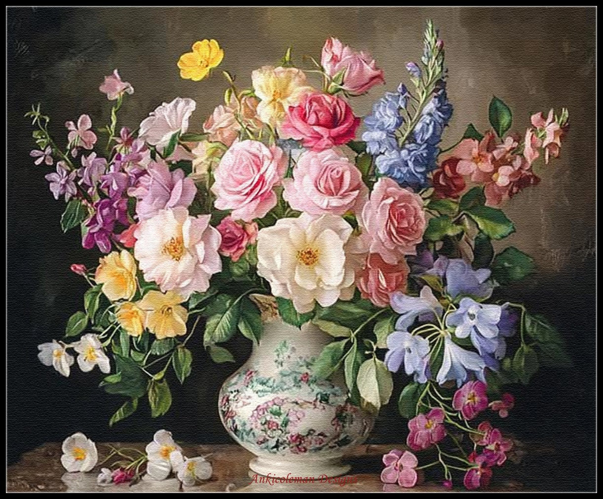 Spring Bouquet with Primrose 3 - Counted Cross Stitch Patterns Embroidery Crafts Needlework DIY Chart DMC Color