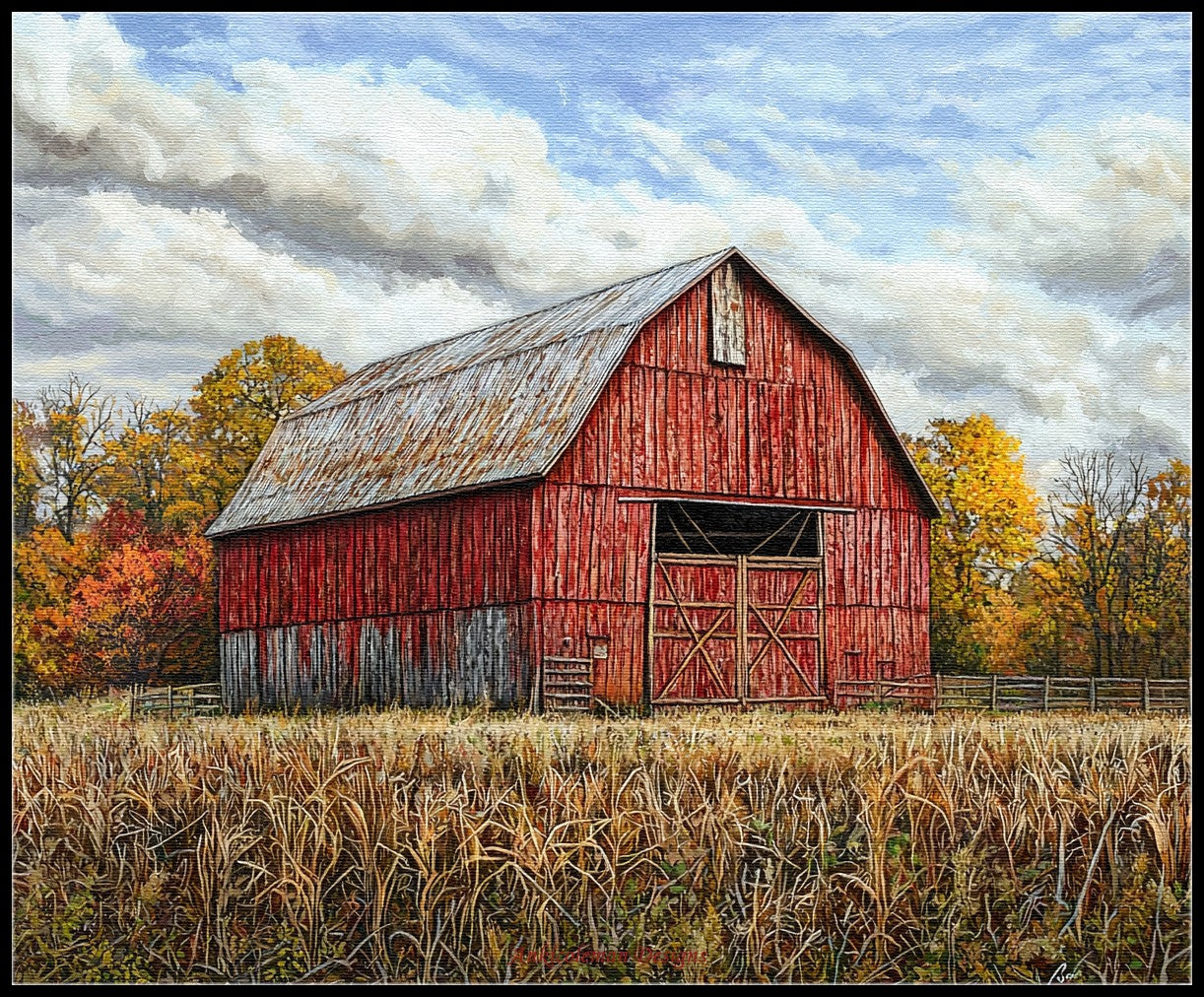 Red Barn View - Counted Cross Stitch Patterns Embroidery Crafts Needlework DIY Chart DMC Color (Copy)