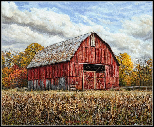 Red Barn View - Counted Cross Stitch Patterns Embroidery Crafts Needlework DIY Chart DMC Color (Copy)