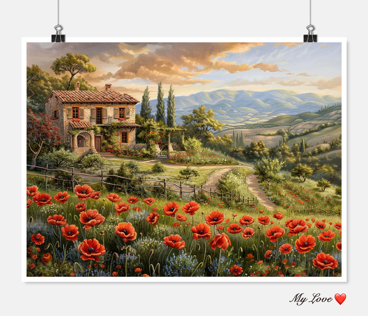 Tuscany Poppies - Counted Cross Stitch Patterns Embroidery Crafts Needlework DIY Chart DMC Color