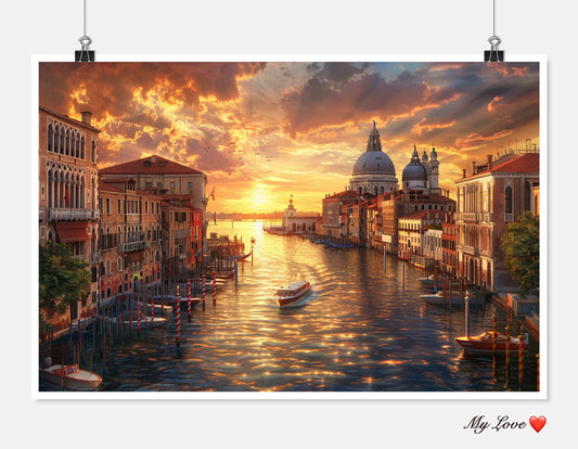 Sunset in Venice 2 - Counted Cross Stitch Patterns Embroidery Crafts Needlework DIY Chart DMC Color