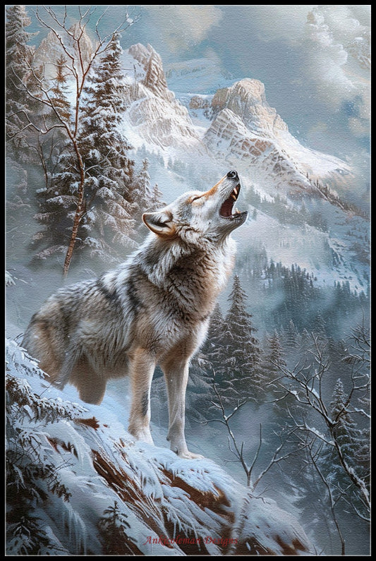 A Grey Wolf - Counted Cross Stitch Patterns Embroidery Crafts Needlework DIY Chart DMC Color