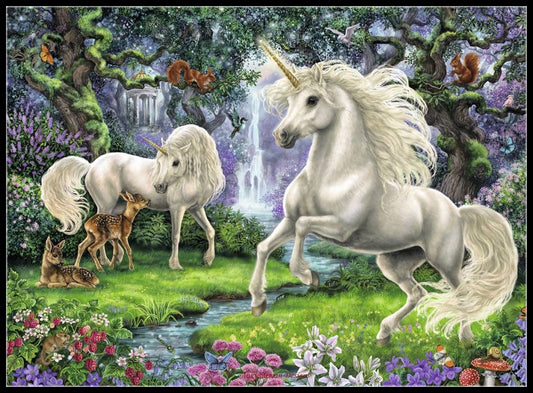 Mystical Unicorns - Counted Cross Stitch Patterns Embroidery Crafts Needlework DIY Chart DMC Color
