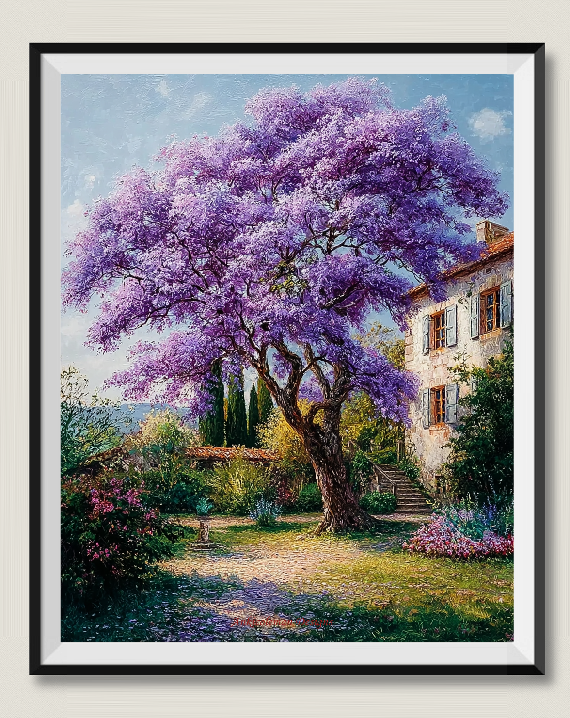 Purple Tree - Counted Cross Stitch Patterns Embroidery Crafts Needlework DIY Chart DMC Color