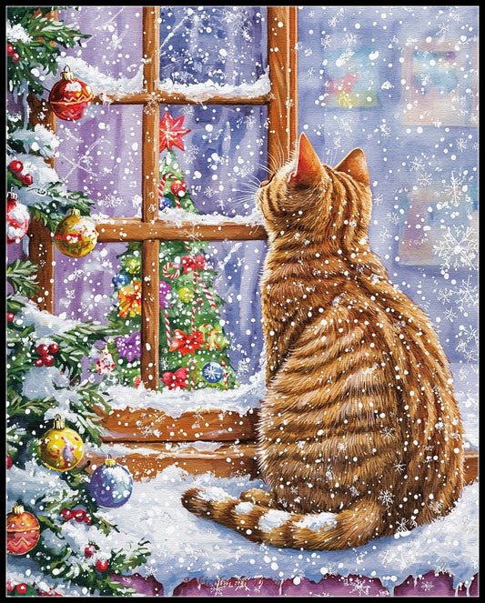 Christmas Visitor 4 - Counted Cross Stitch Patterns Embroidery Crafts Needlework DIY Chart DMC Color