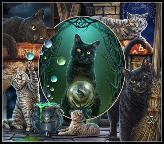Magical Cat Montage 1 - Counted Cross Stitch Patterns Embroidery Crafts Needlework DIY Chart DMC Color
