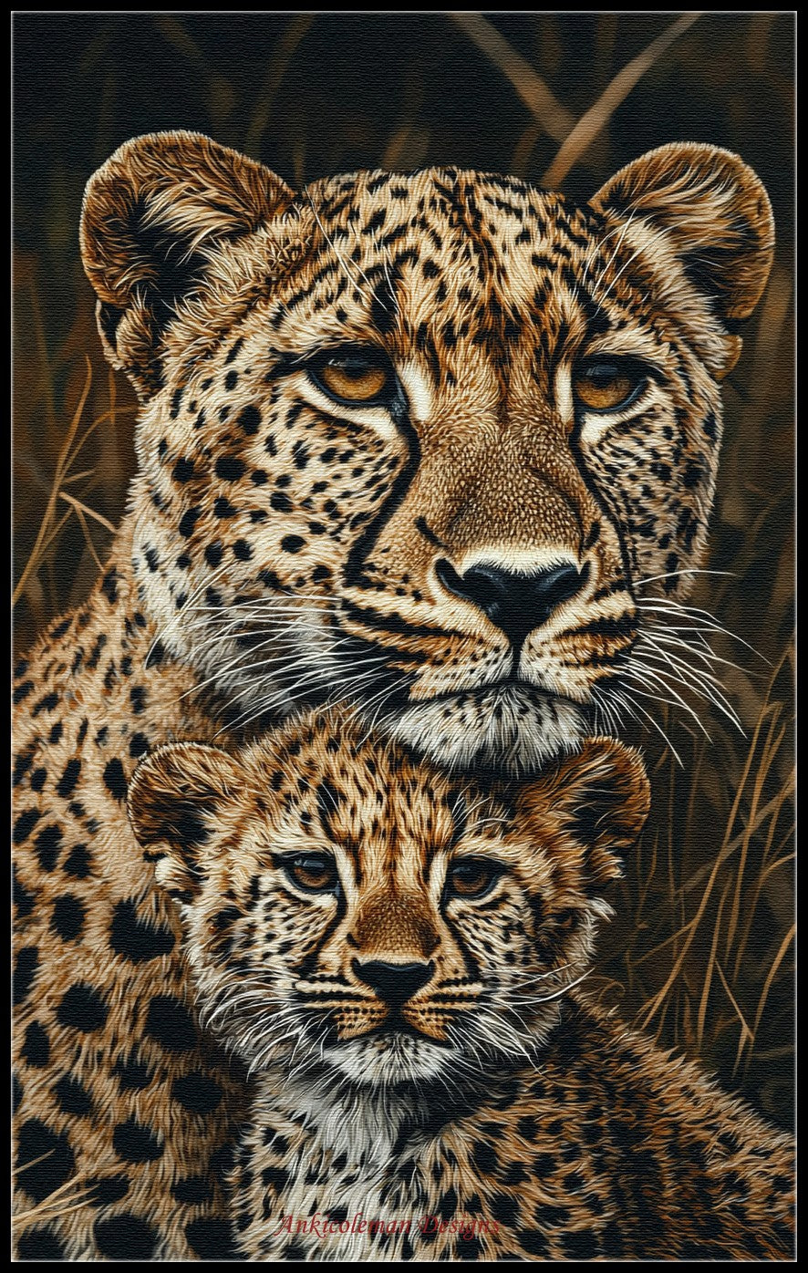 Mother and Cub 2 - Counted Cross Stitch Patterns Embroidery Crafts Needlework DIY Chart DMC Color
