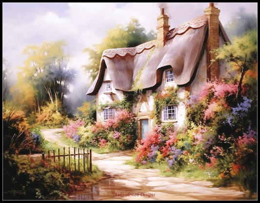Spring Cottage 3 - Counted Cross Stitch Patterns Embroidery Crafts Needlework DIY Chart DMC Color