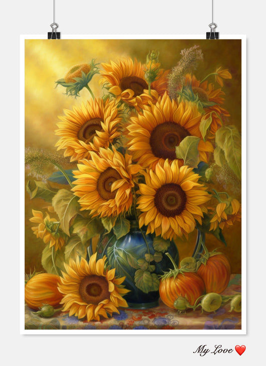 Sunflowers in a Vase 4 - Counted Cross Stitch Patterns Embroidery Crafts Needlework DIY Chart DMC Color