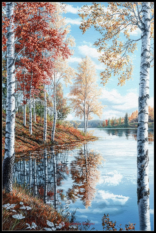 Birch Reflections 2 - Counted Cross Stitch Patterns Embroidery Crafts Needlework DIY Chart DMC Color