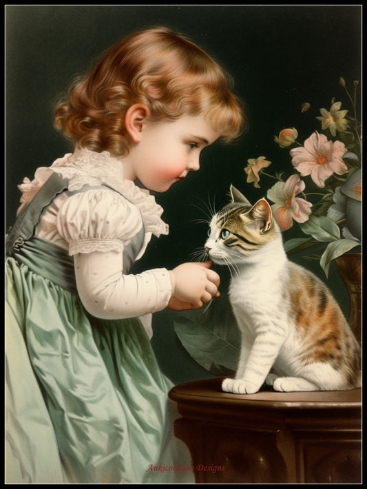 Hello, kitten - Counted Cross Stitch Patterns Embroidery Crafts Needlework DIY Chart DMC Color