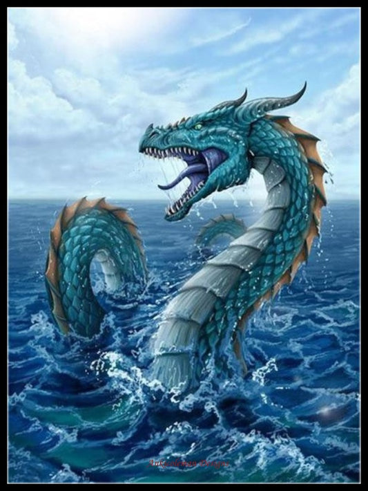 Dragon of the Sea - Counted Cross Stitch Patterns Embroidery Crafts Needlework DIY Chart DMC Color
