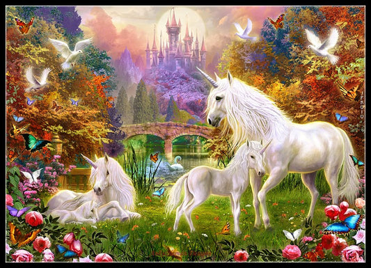 Unicorns 11 - Counted Cross Stitch Patterns Embroidery Crafts Needlework DIY Chart DMC Color