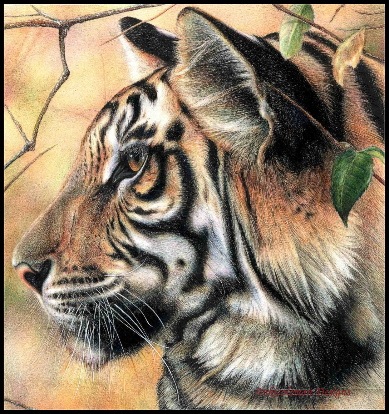 Portrait of Tiger 2 - Counted Cross Stitch Patterns Embroidery Crafts Needlework DIY Chart DMC Color