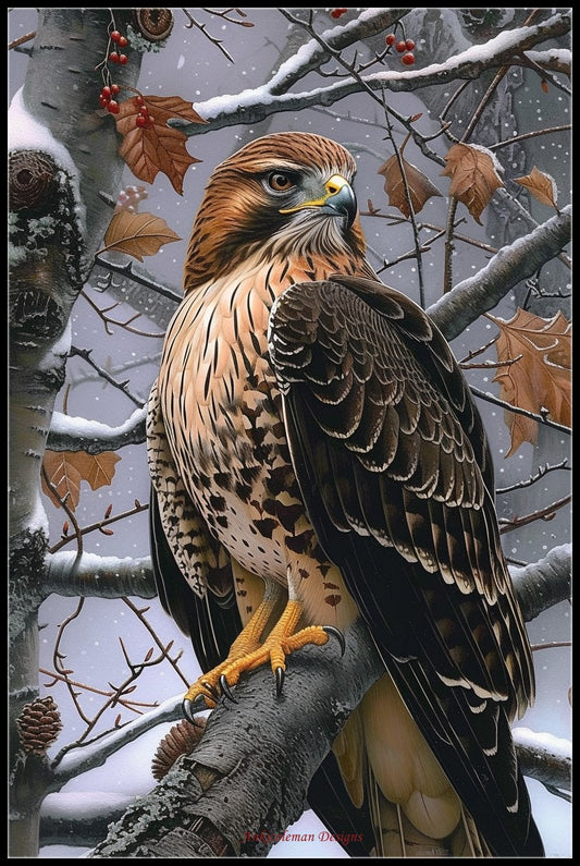Lady Hawk 2 - Counted Cross Stitch Patterns Embroidery Crafts Needlework DIY Chart DMC Color