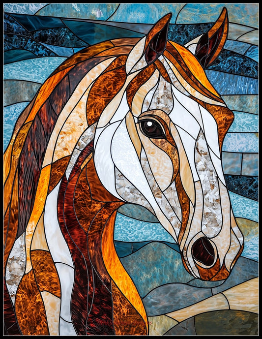 Stained Glass Horse - Counted Cross Stitch Patterns Embroidery Crafts Needlework DIY Chart DMC Color